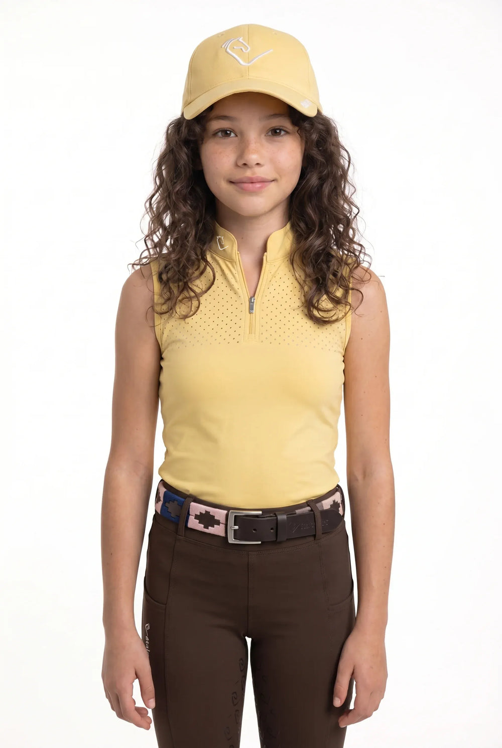 Star Gold Young Riders Sleeveless Perforated Functional Shirt - Butter Yellow