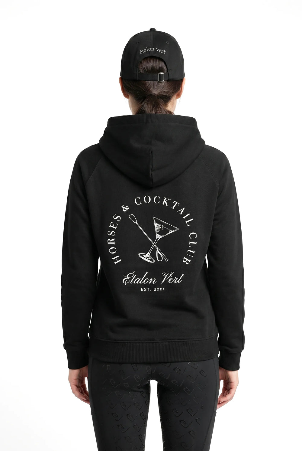 Quaterback 2.0 Normal Fit Hoodie - Horses & Cocktail - Black