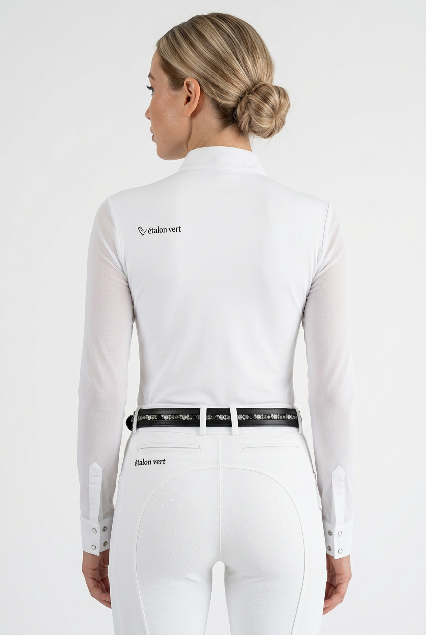 Balou Turniershirt Langarm - Glitter Edition - White