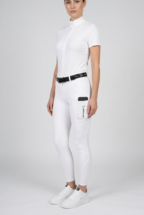 Belissimo 2.0 Reithose Kniegripp - White
