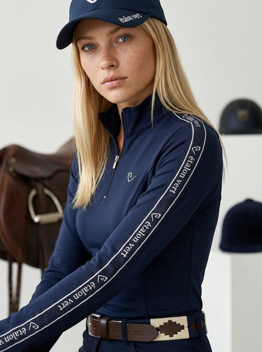 Casall Long-Sleeve Performance Shirt - Navy / White