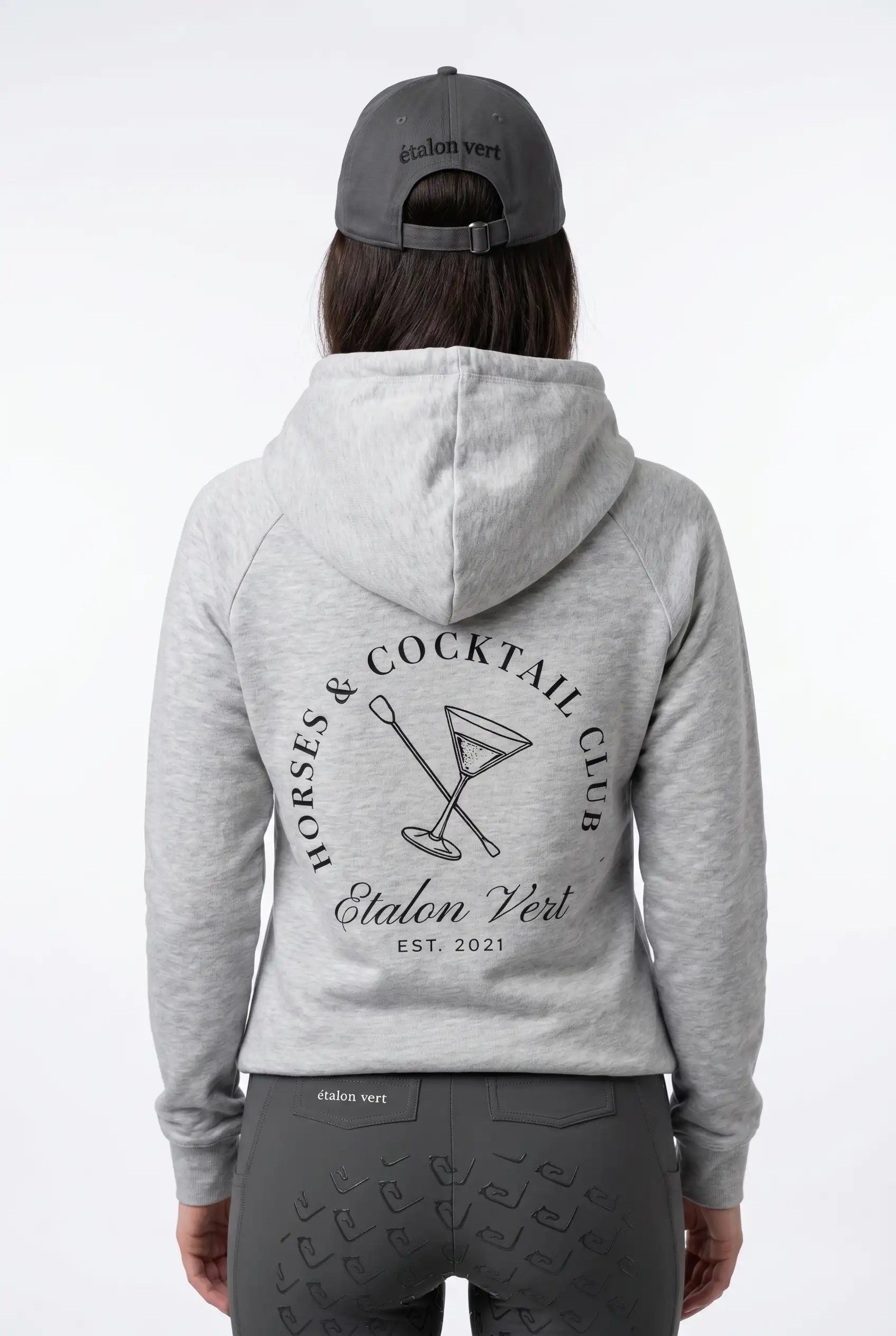 Quaterback 2.0 Normal Fit Hoodie - Horses & Cocktail - Grey Melange