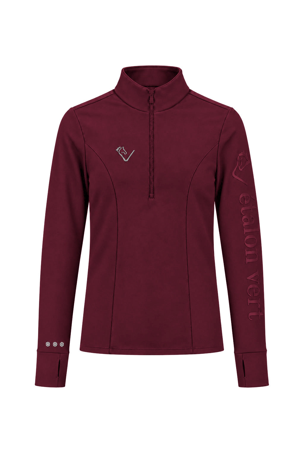 Snowball Thermo Langarmshirt – Burgundy, Frontansicht, Farbvisualisierung