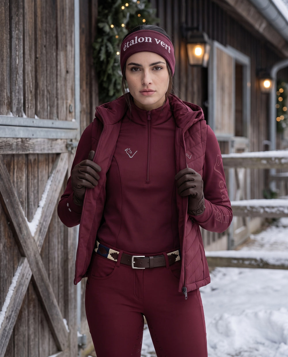 Snowball Thermo Langarmshirt in Burgundy – layering front fit