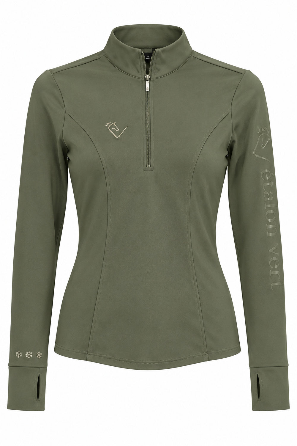 Snowball Thermo Langarmshirt – Olive, Vorderansicht
