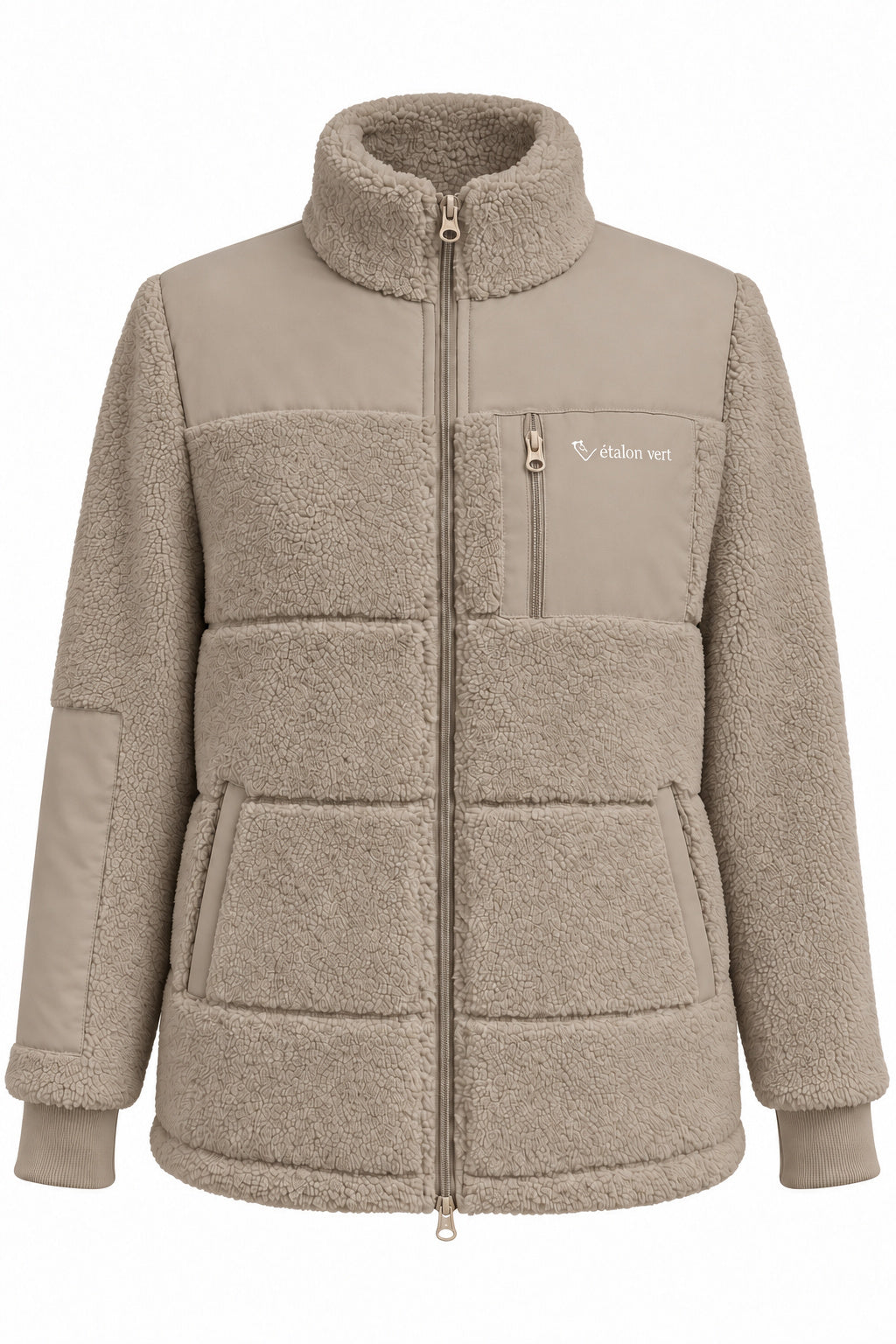 Valegro Teddyjacke beige Vorderansicht, Reißverschlüsse Ton in Ton