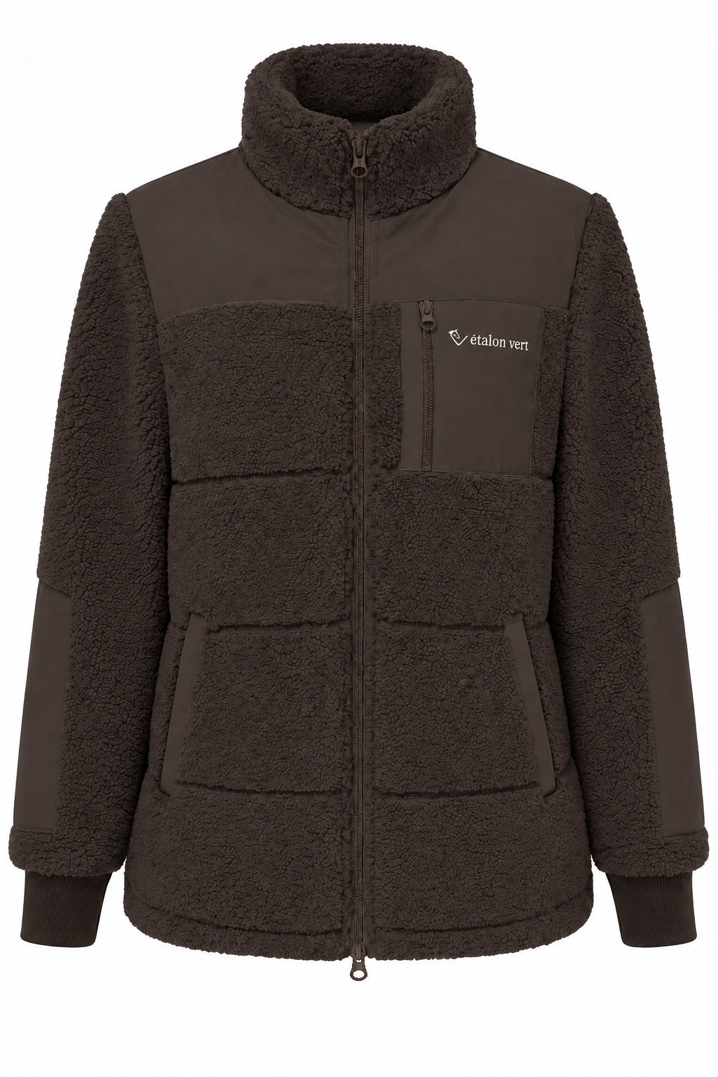 Valegro Teddyjacke brown Vorderansicht, Reißverschlüsse Ton in Ton