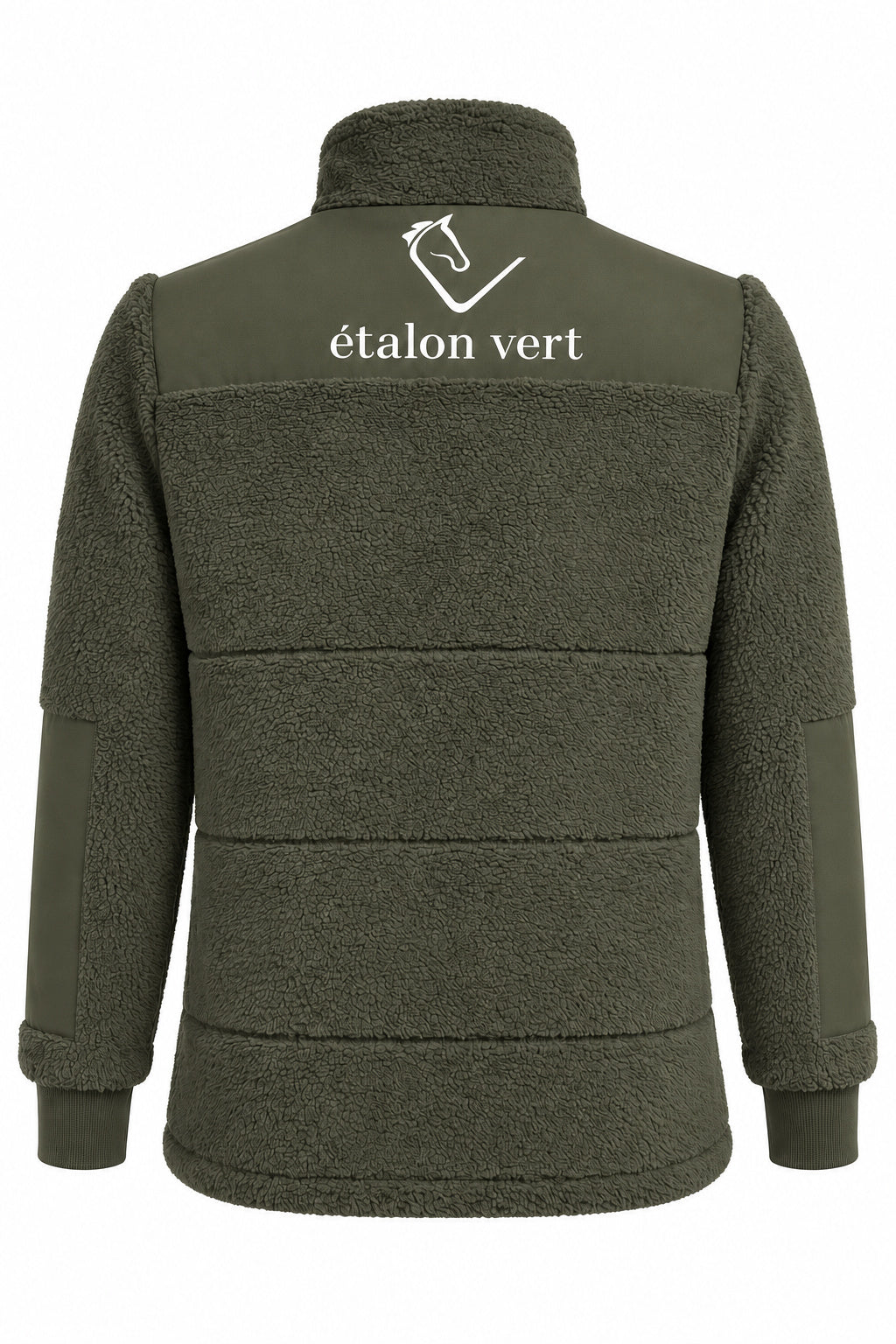 étalon vert Teddyjacke in Olive – Rückenansicht mit Logo
