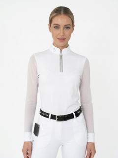 Balou Turniershirt Langarm - Glitter Edition - White