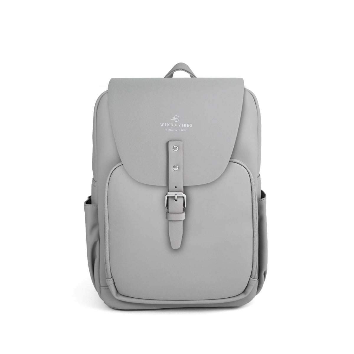Grauer WIND & VIBES Rucksack mit eigenem Wechselklappensystem