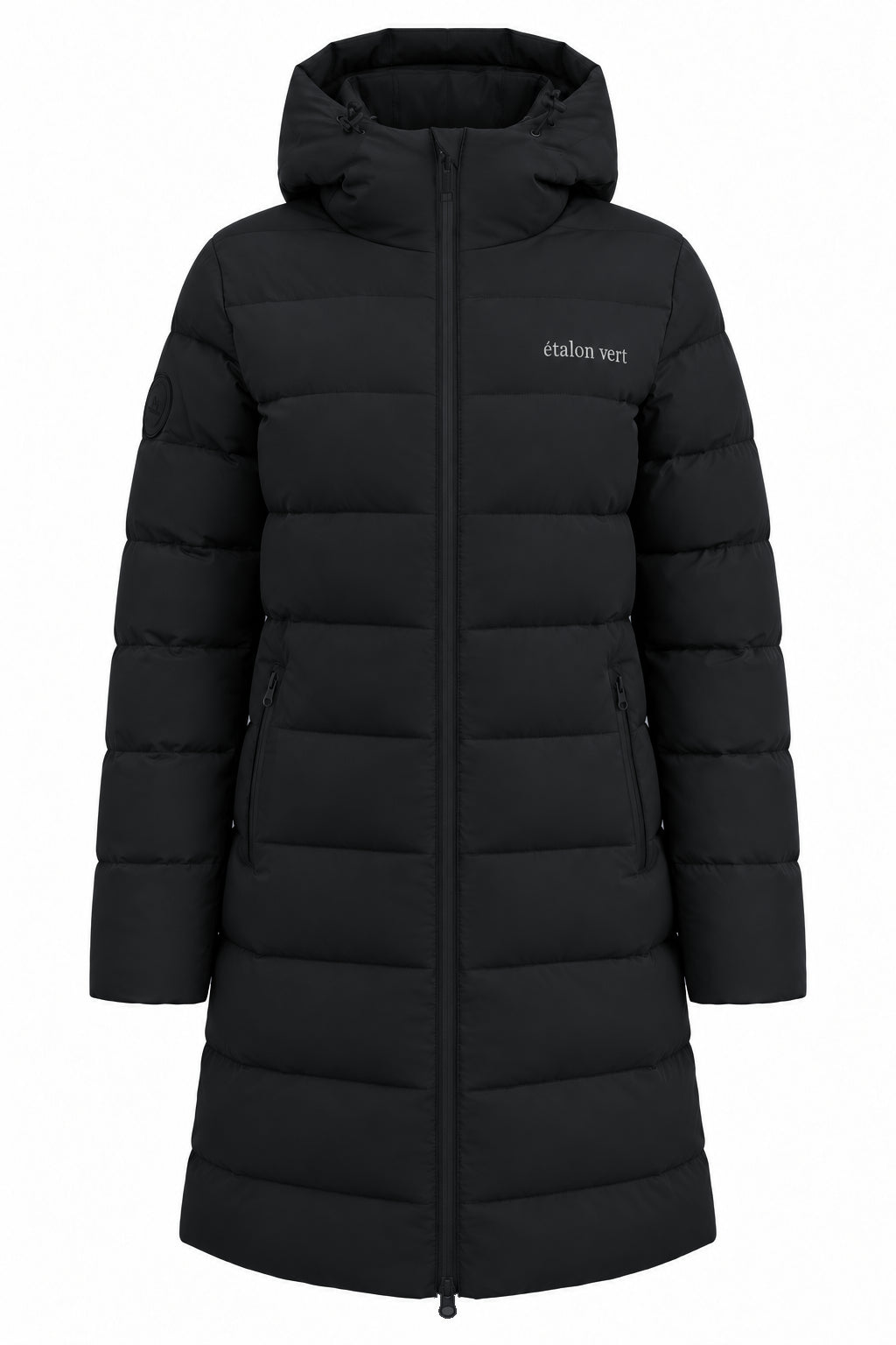 Cardento Long Puffer Jacket Black – Front geschlossen