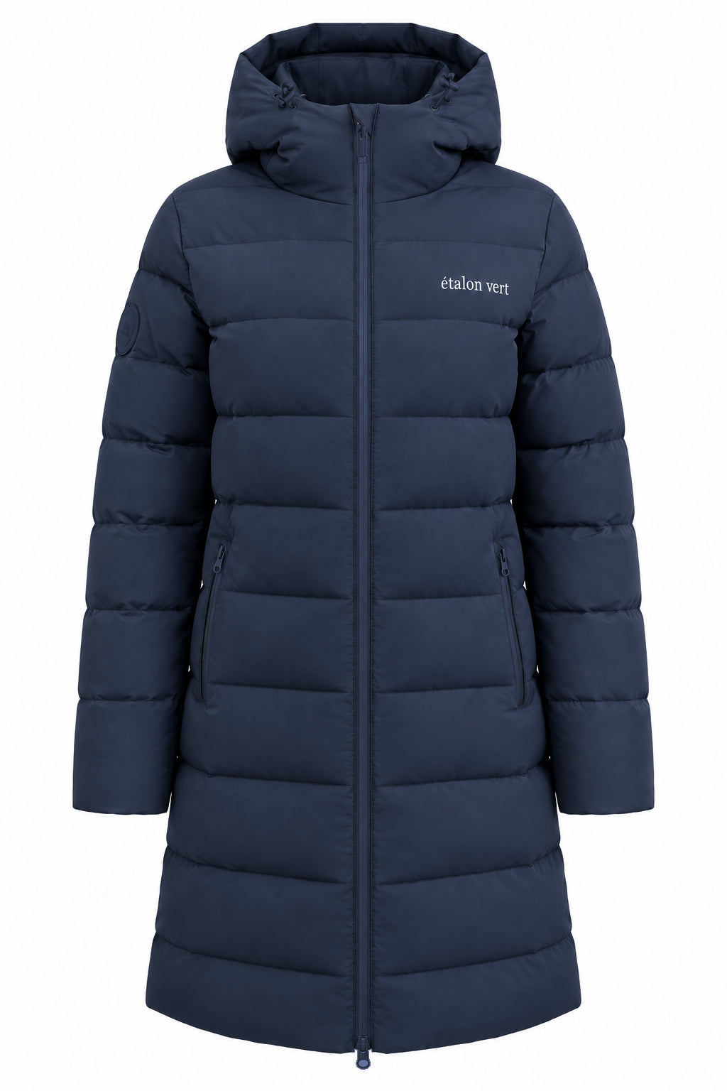 Cardento Long Puffer Jacket Navy – Front geschlossen