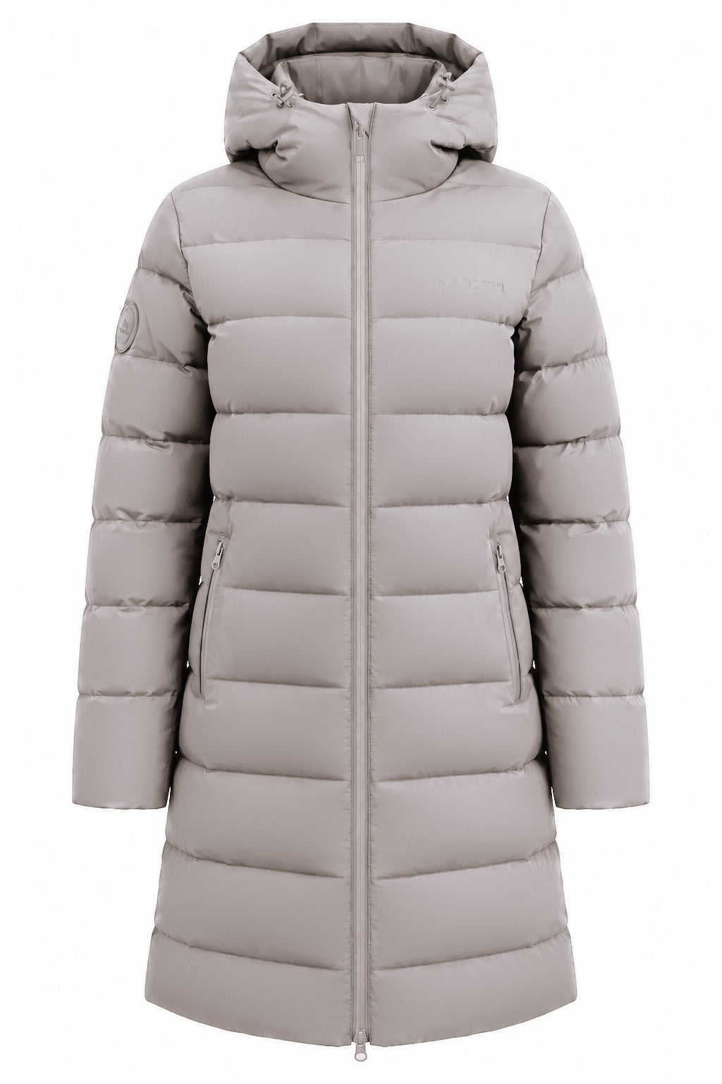 Cardento Long Puffer Jacket Taupe – Front geschlossen