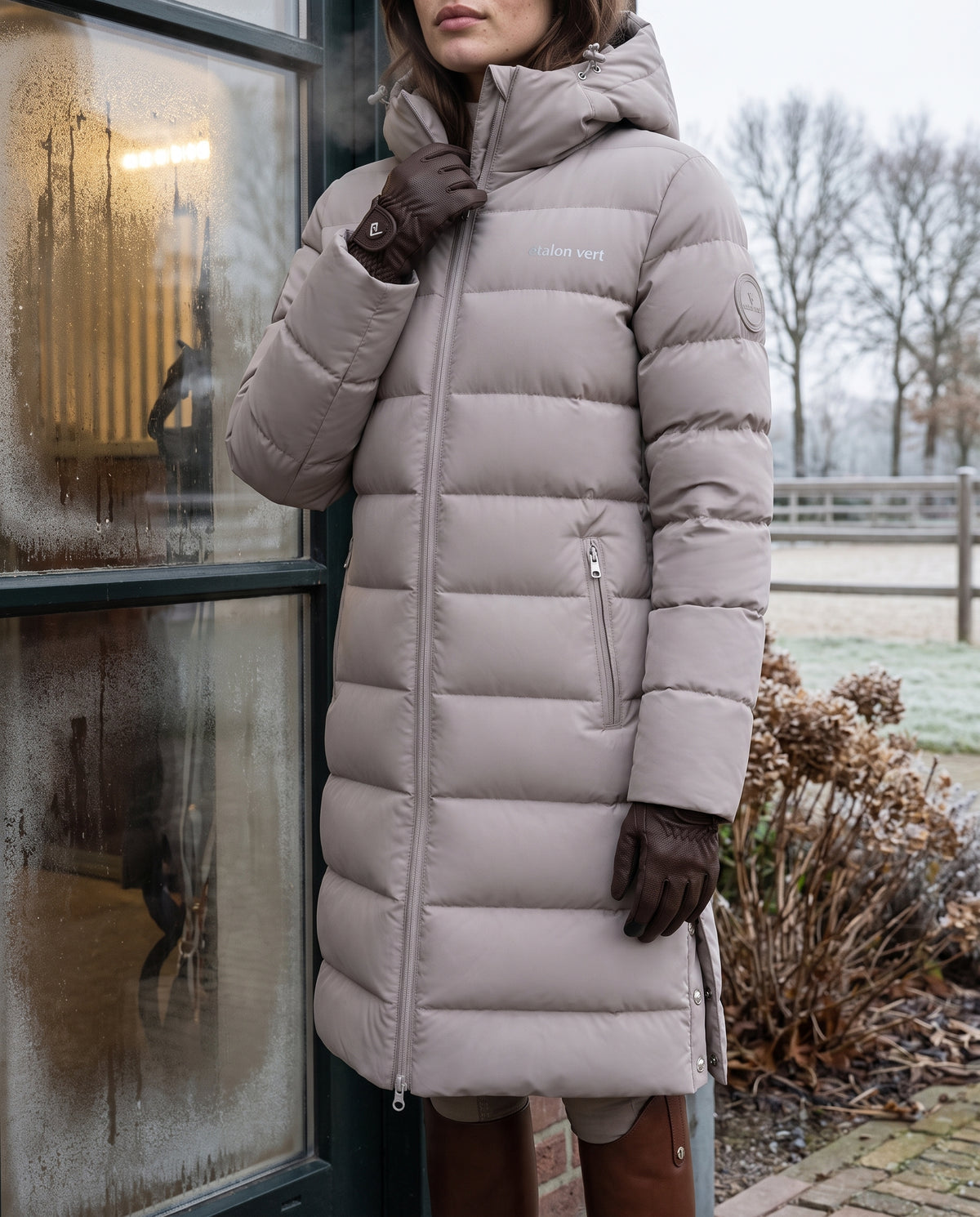 Cardento Long Puffer Jacket - Taupe