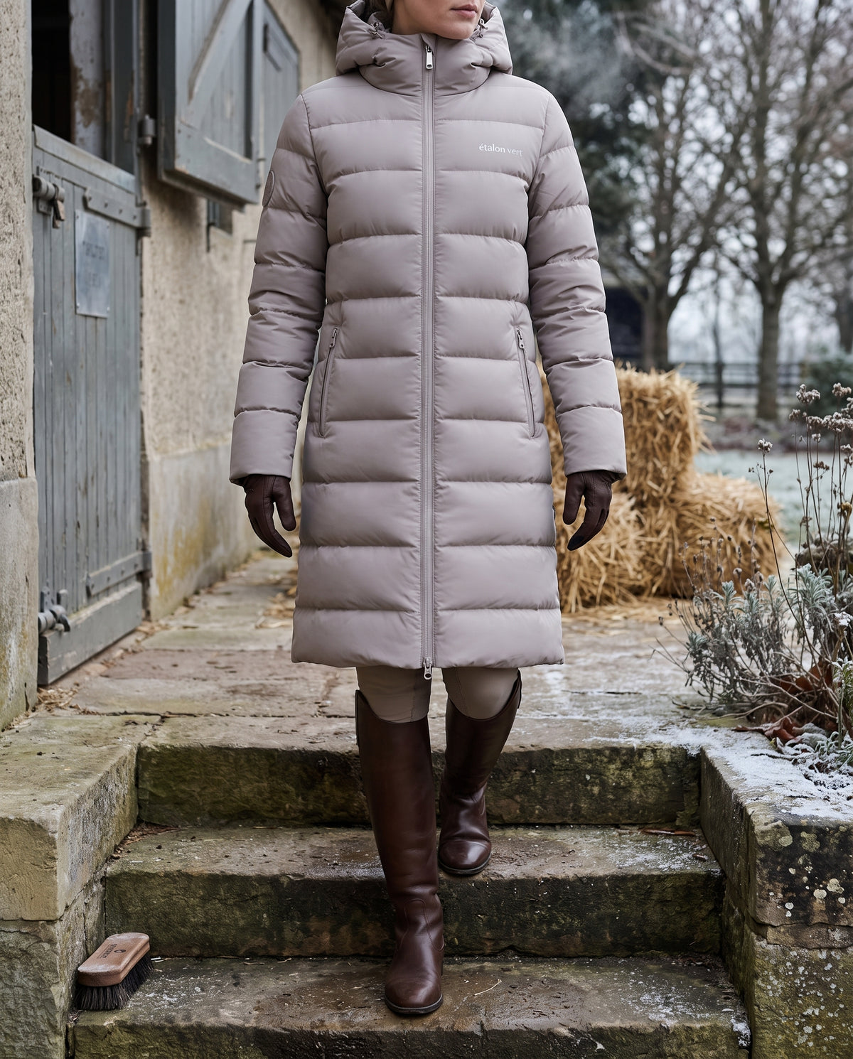 Cardento Long Puffer Jacket - Taupe
