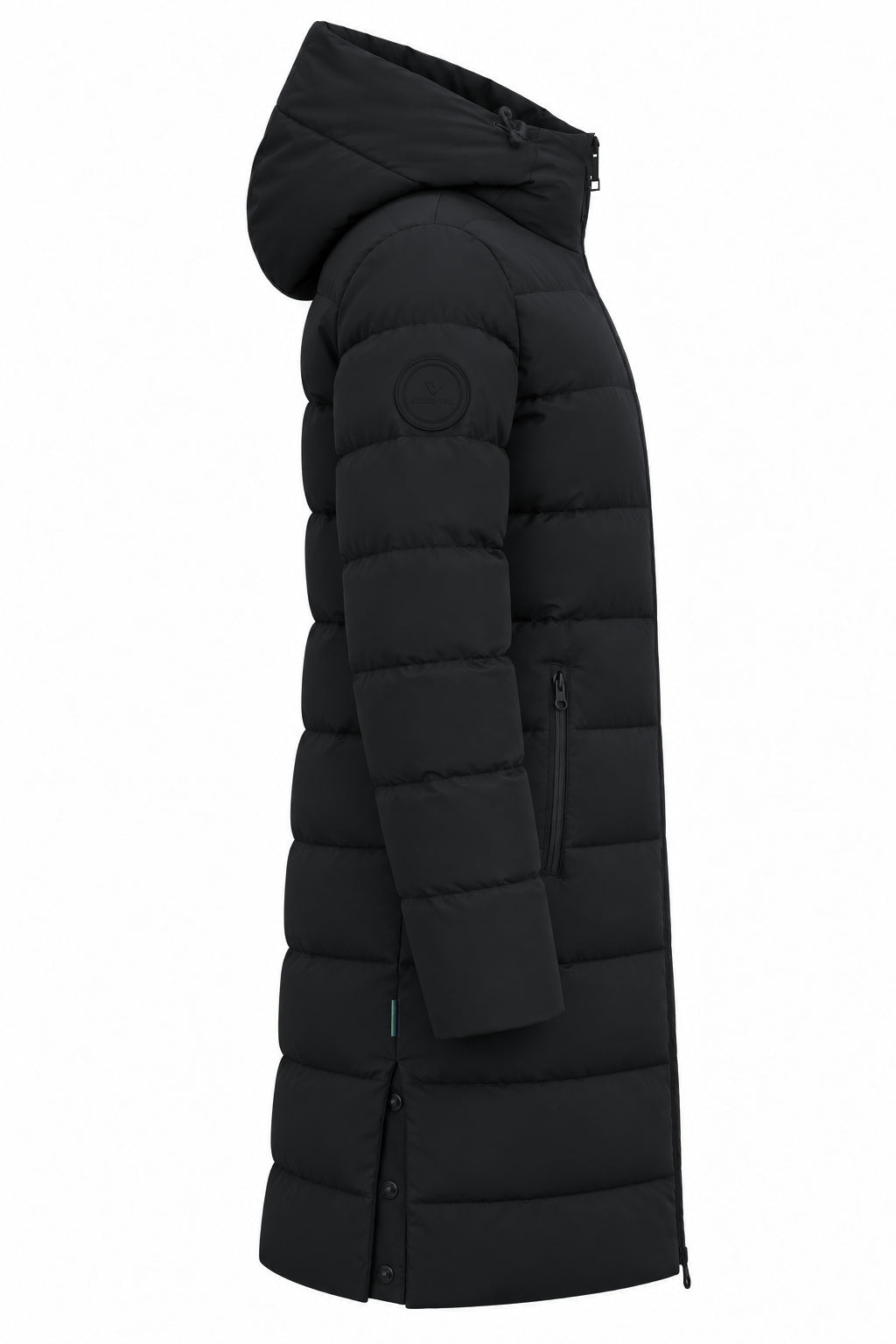 Cardento Long Puffer Jacket Black – Seitenansicht
