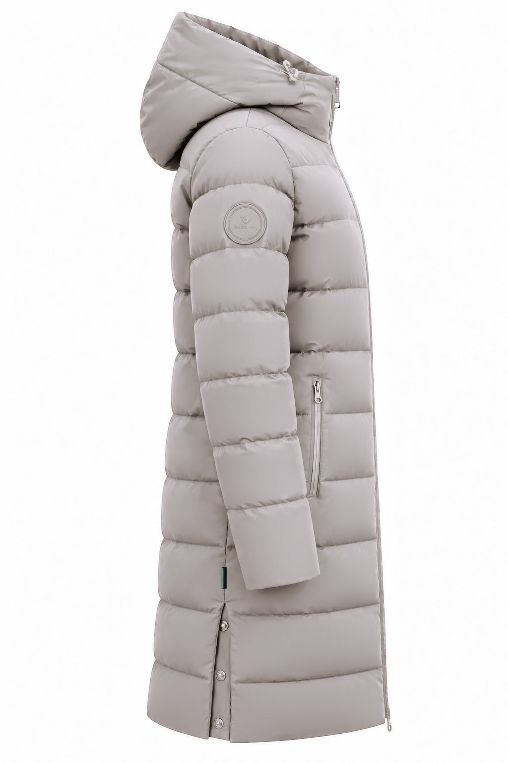 Cardento Long Puffer Jacket Taupe – Seitenansicht