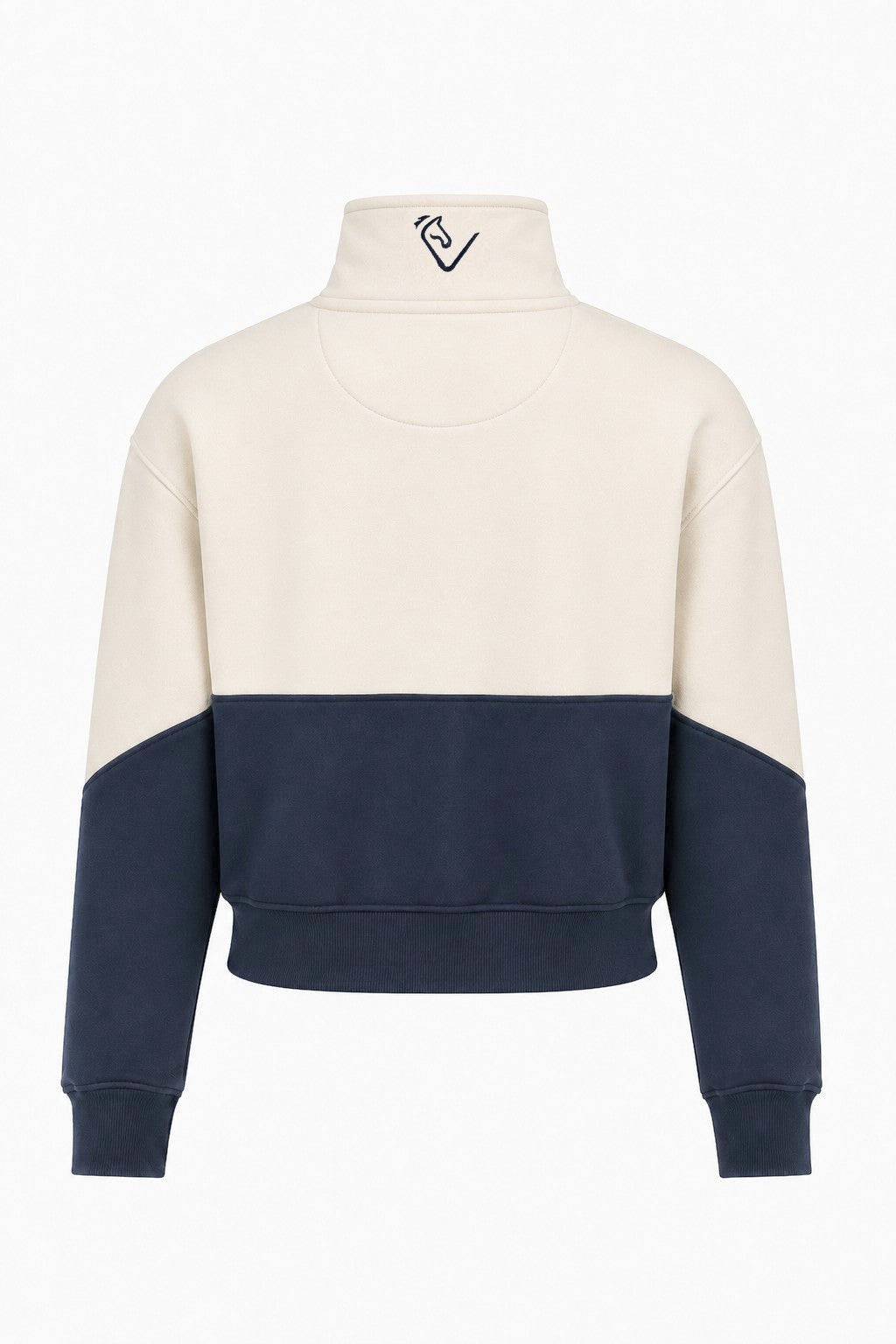 Bicolor Zip Sweater Off-white/Navy – Rückseite