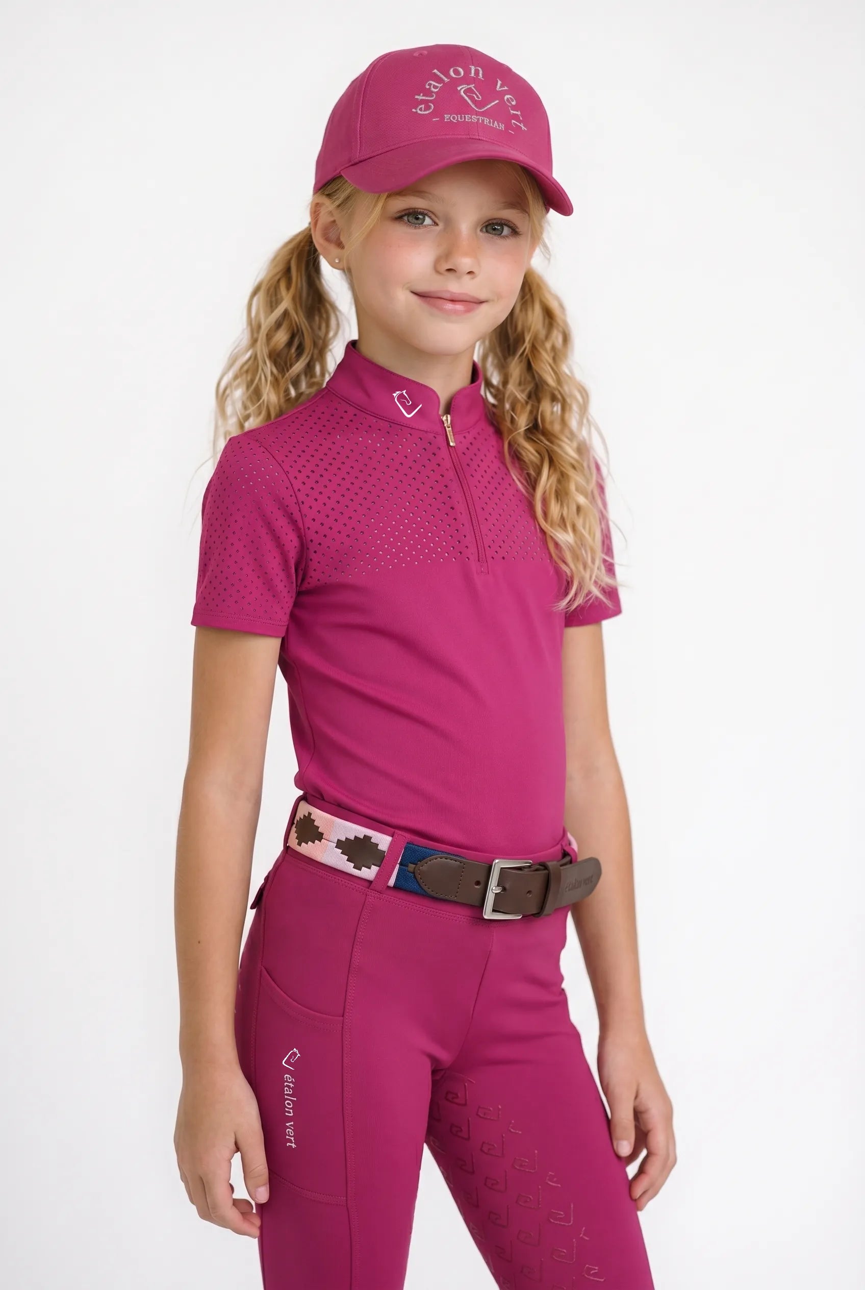 Funktionsshirt Star Gold Young Riders Kurzarm perforiert - Very Berry