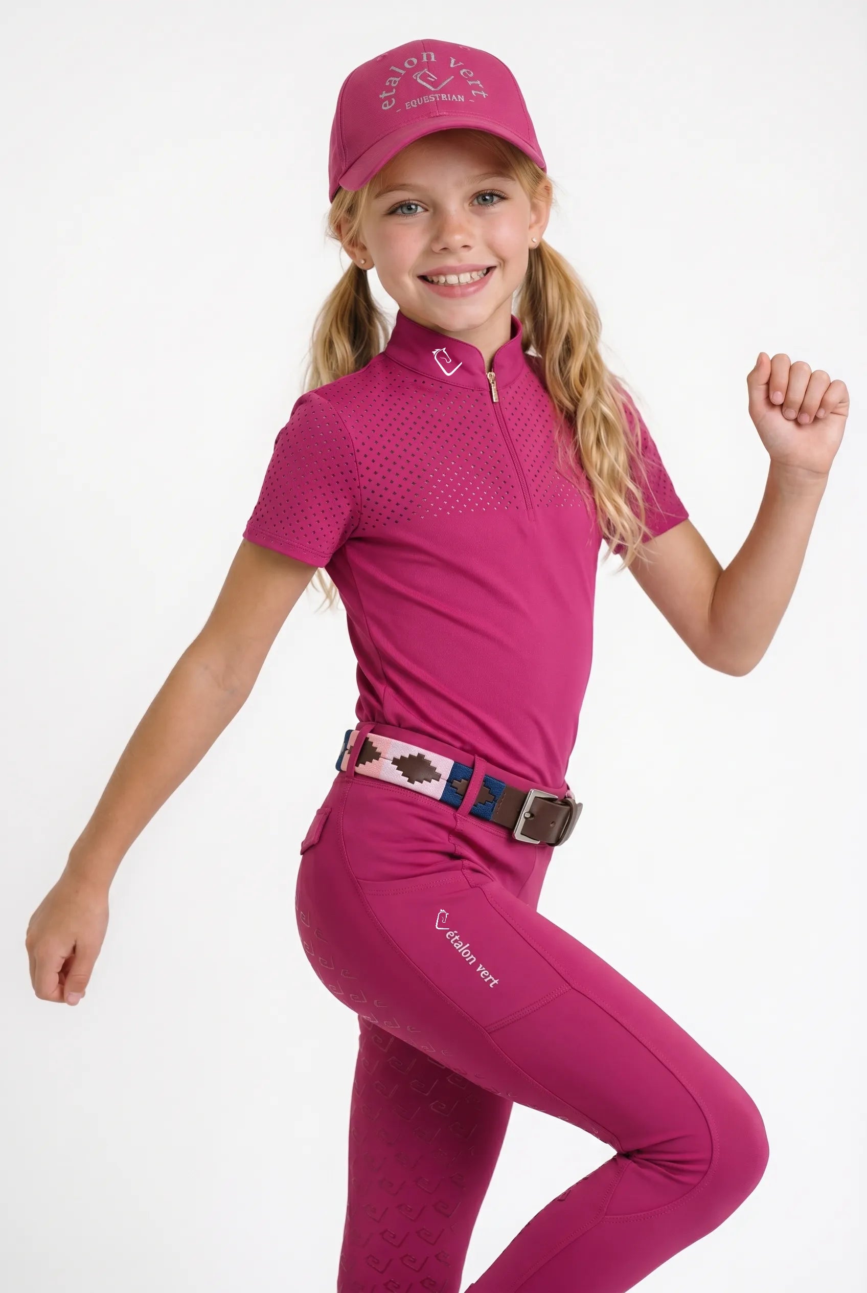 Funktionsshirt Star Gold Young Riders Kurzarm perforiert - Very Berry