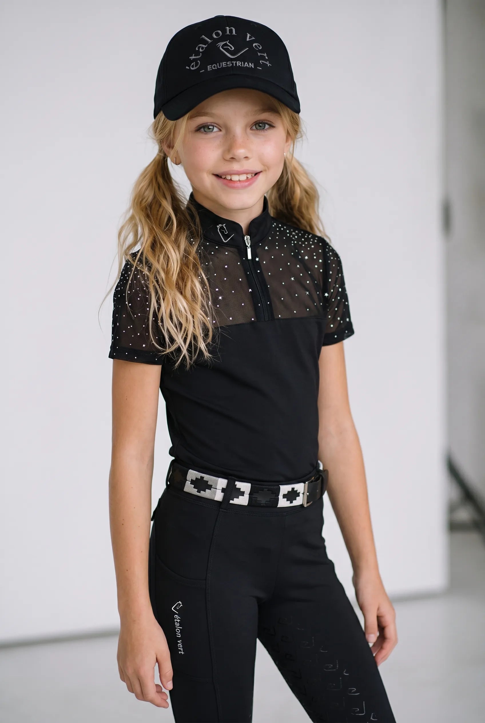 Funktionsshirt Star Gold Mesh - Black - Glitter Edition - Young Riders