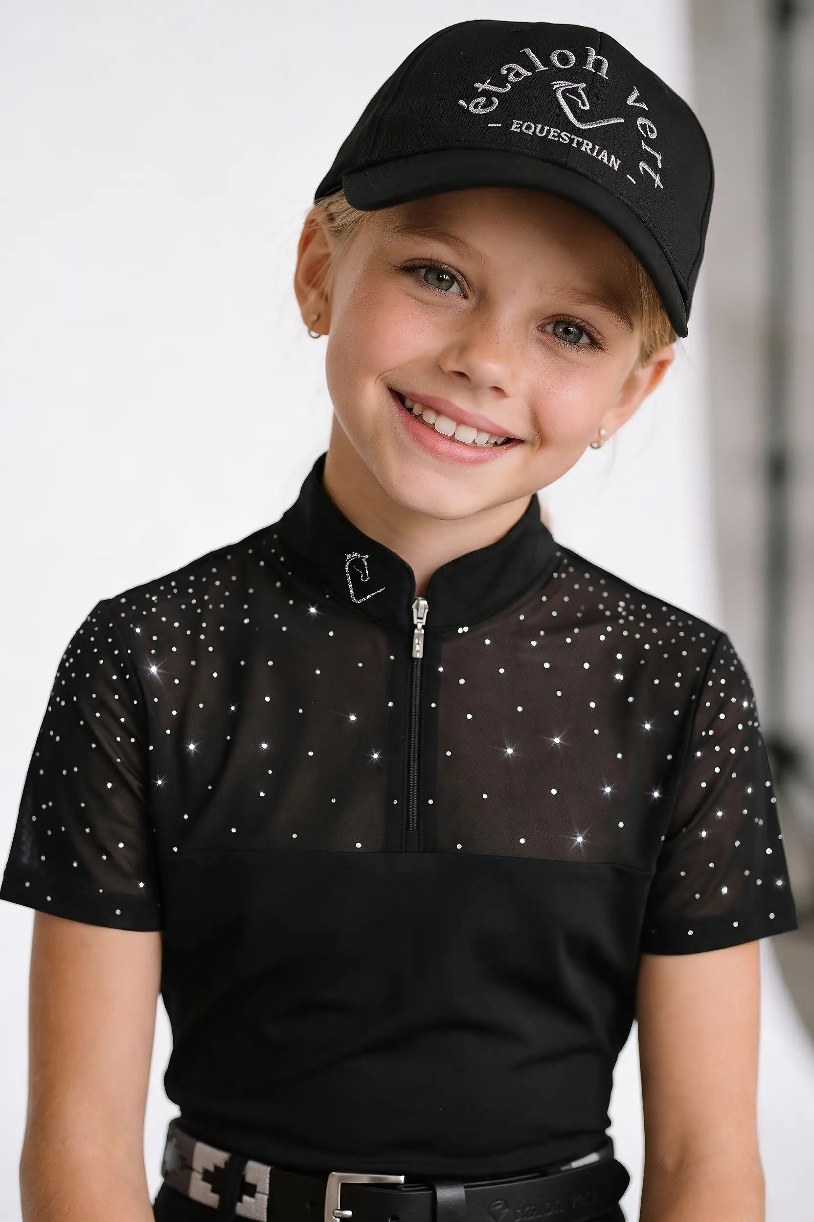 Functioneel shirt Star Gold Mesh - Zwart - Glitter Edition - Young Riders