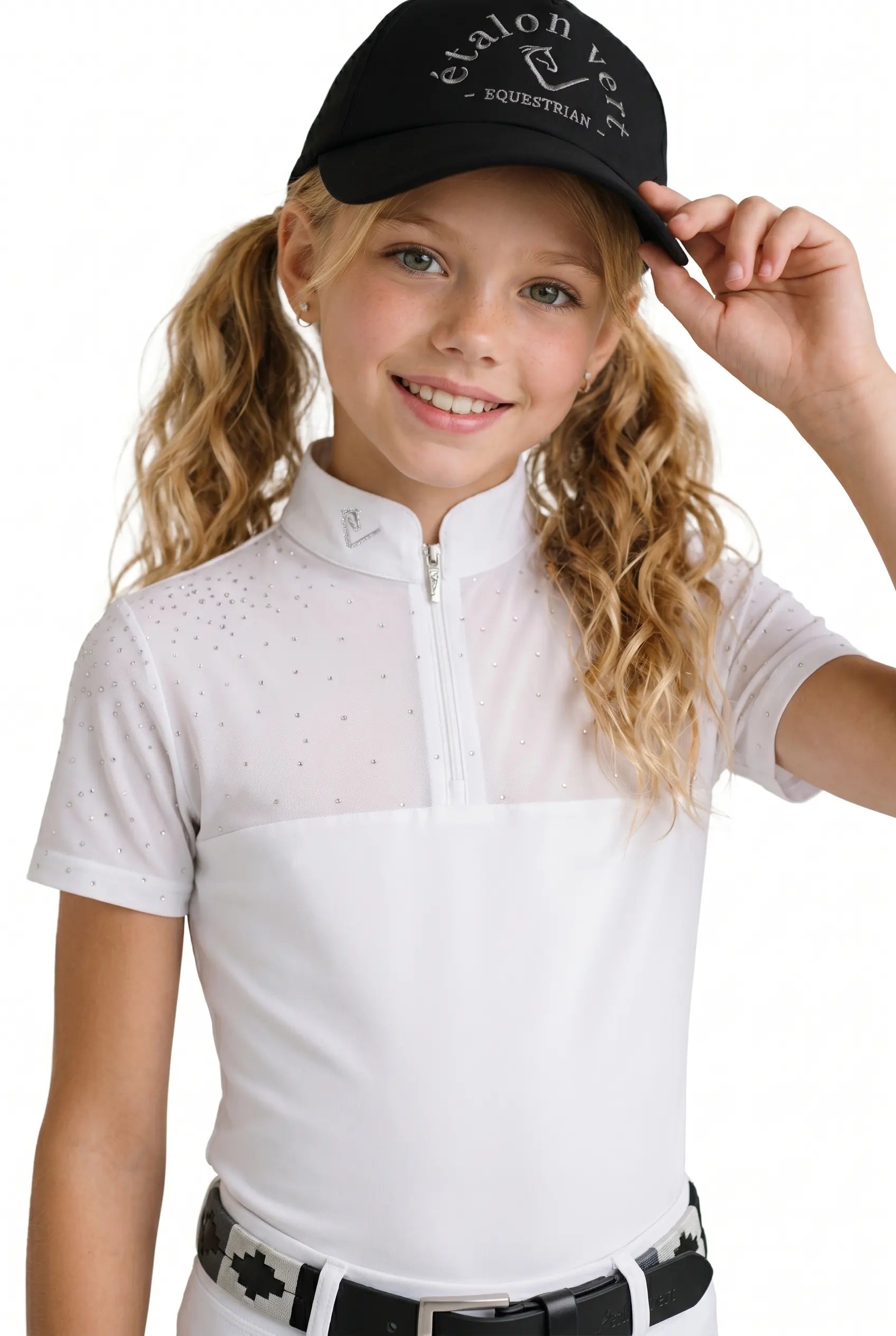 Functioneel shirt Star Gold Mesh - Wit - Glitter Edition - Young Riders