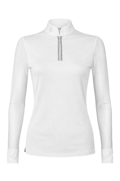 Balou Turniershirt Langarm - Glitter Edition - White