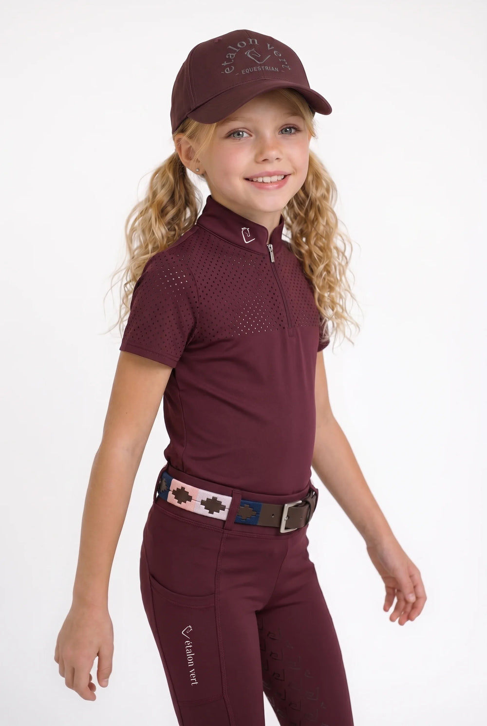 Performance Shirt Star Gold Young Riders Short-Sleeved Perforated - Burgundy