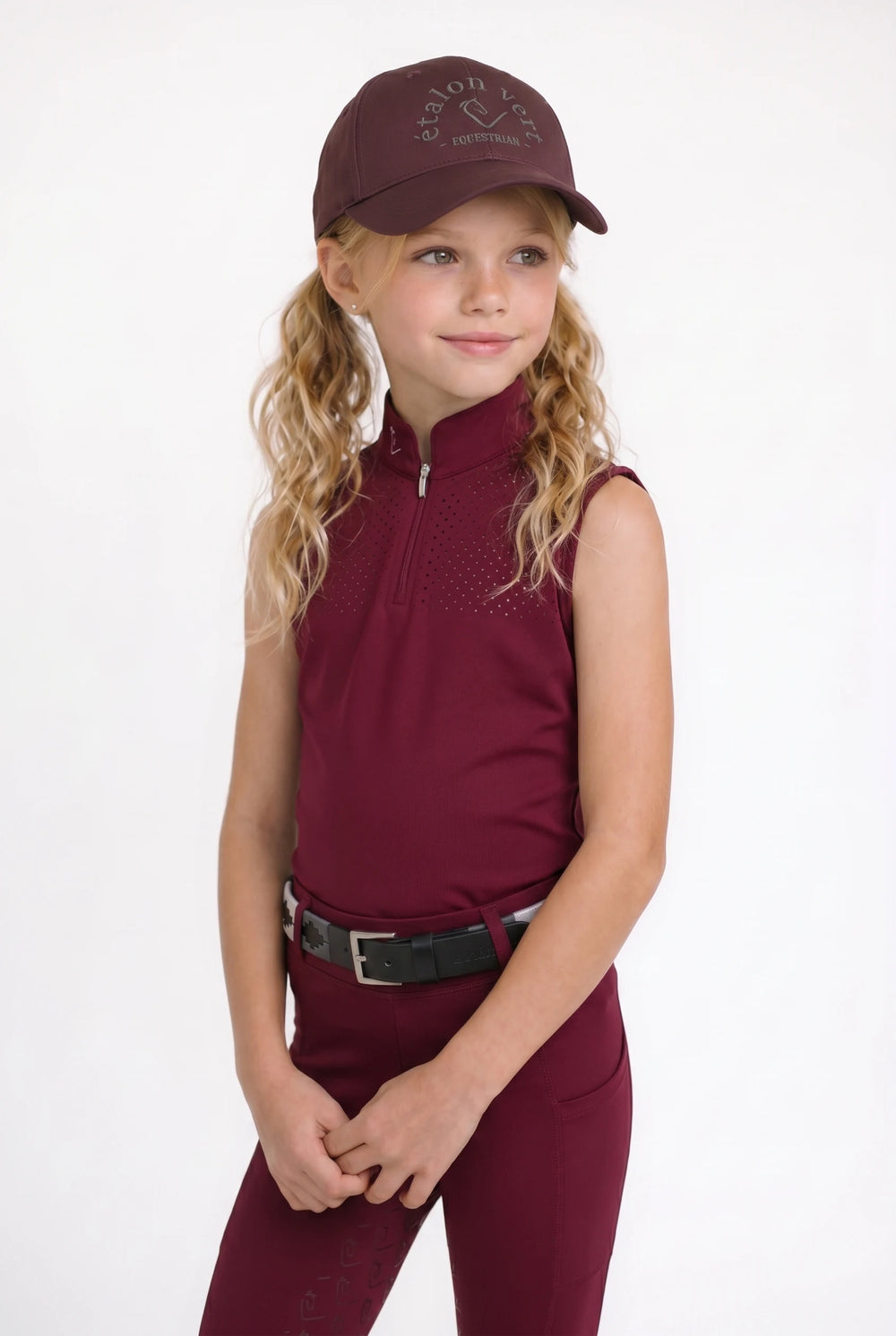 Functional shirt Star Gold Young Riders sleeveless perforated - burgundy