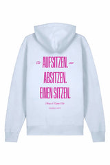 Oversize Fit Hoodie - Aufsitzen. Absitzen. Einen Sitzen. - Sky Blue