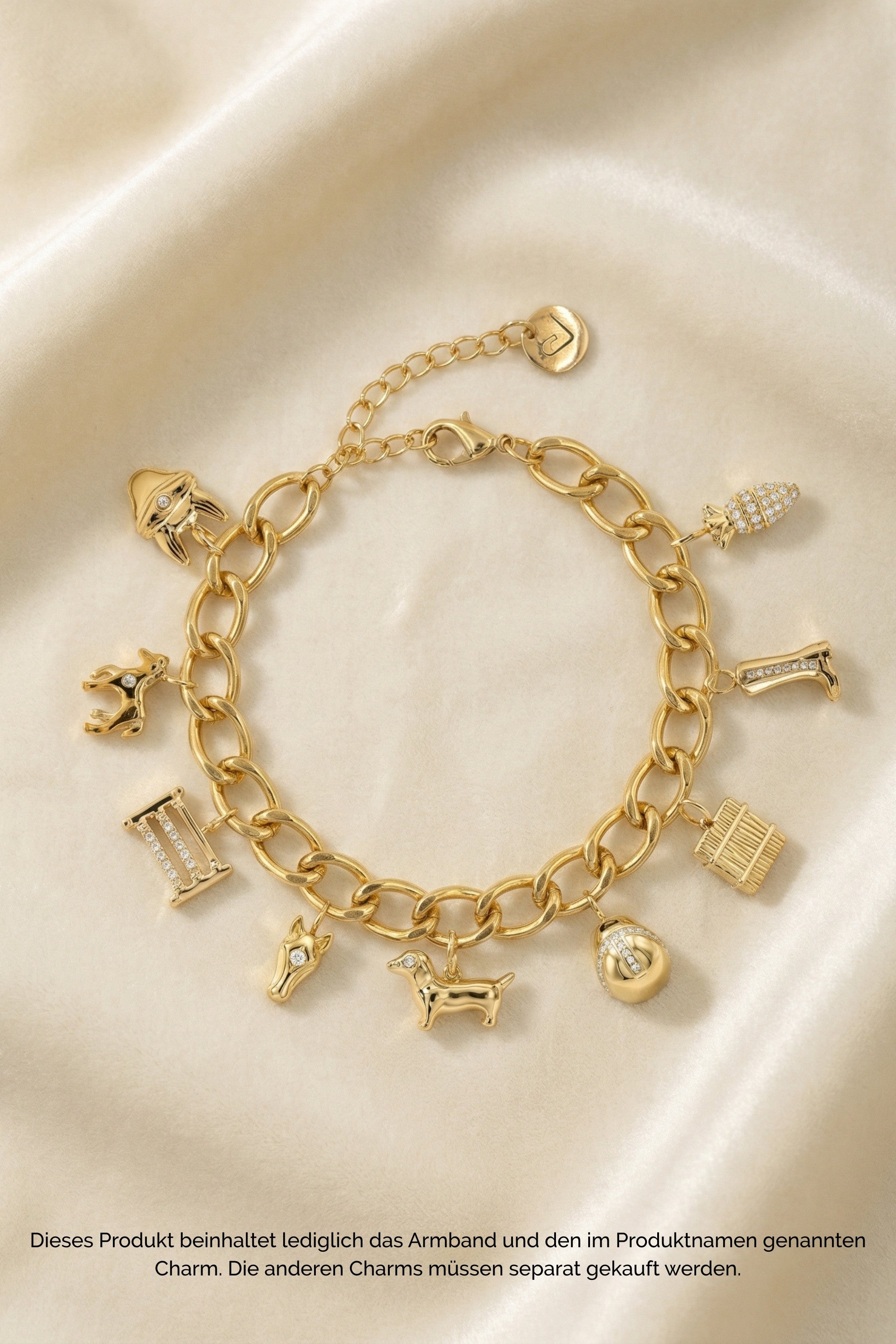 Charm Armband - Fliegenohren - Gold - Set