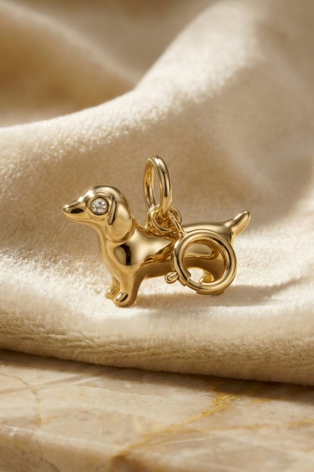 Charm pour bracelet – Teckel – Or