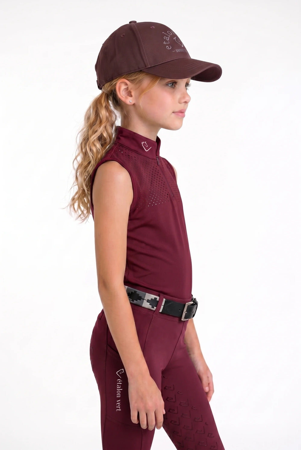 Functional shirt Star Gold Young Riders sleeveless perforated - burgundy
