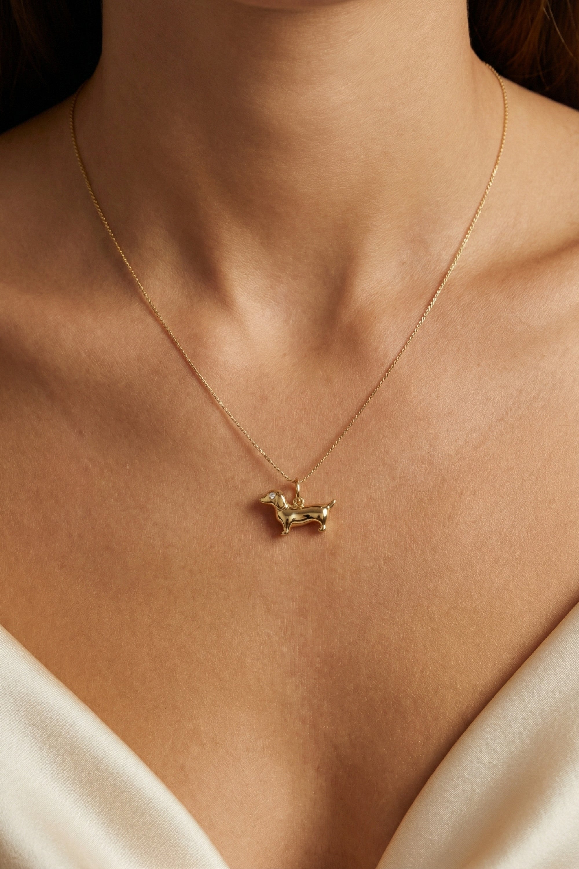 Halskette - Charm - Dackel - Gold