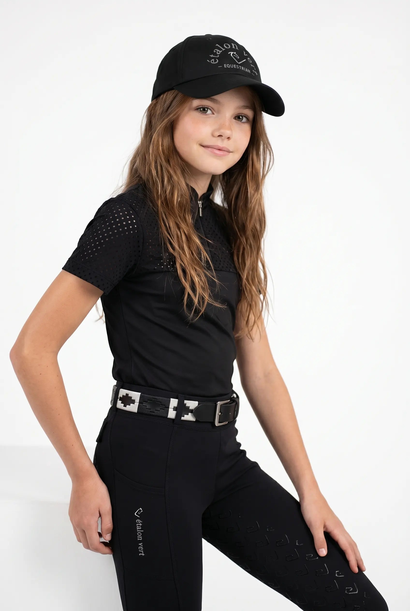 Funktionsshirt Star Gold Young Riders Kurzarm perforiert - Black