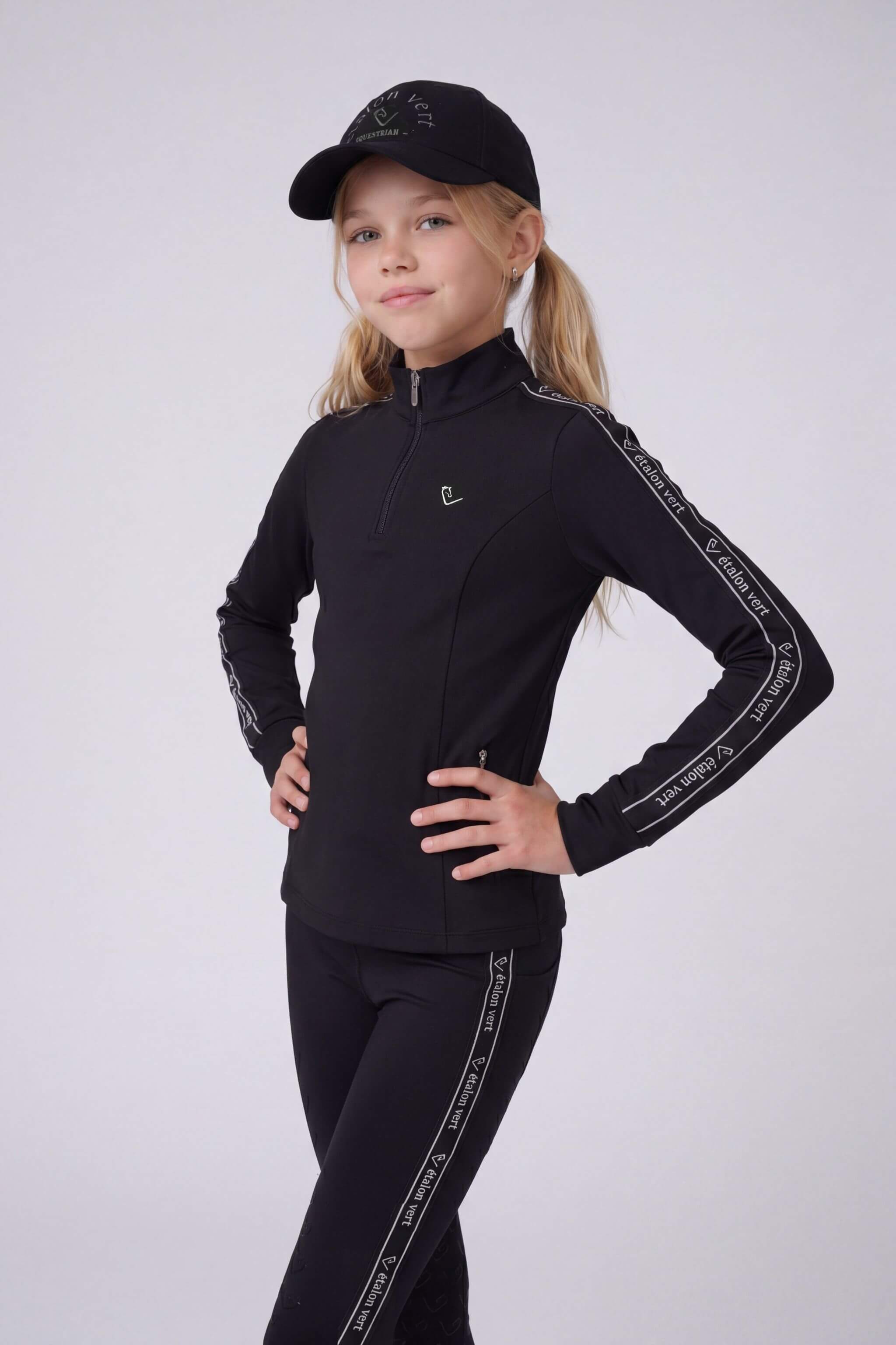 Chacco 2.0 - Legginsy Young Riders Fullgrip - Czarny - Paski