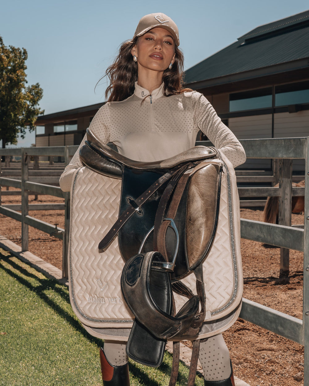 Dressage Saddle Pad - Beige Velvet