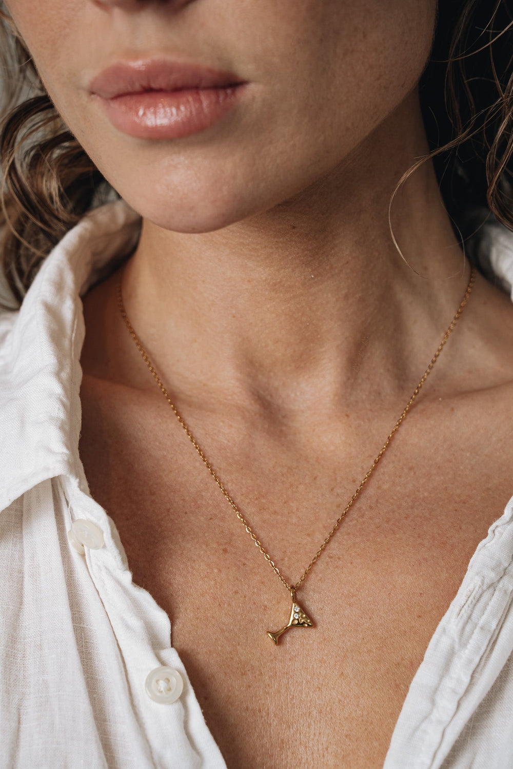 Necklace - Cocktail Glass - Gold