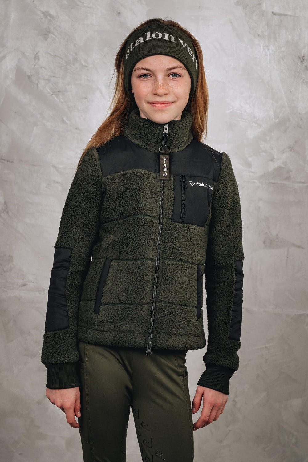 Veste en peluche Valegro Young Riders - Olive
