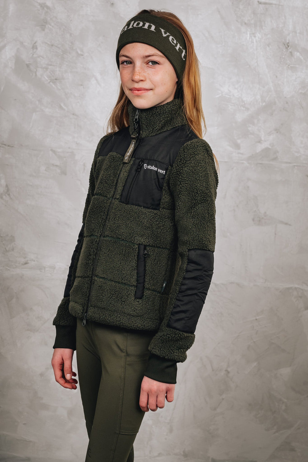 Veste en peluche Valegro Young Riders - Olive