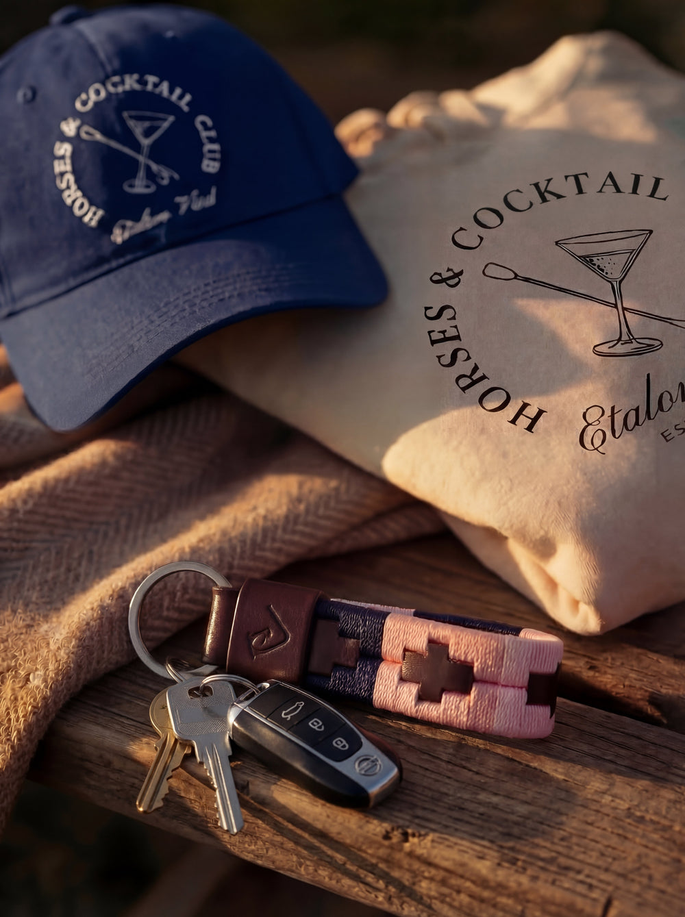 Polo Keyring - Navy Pink