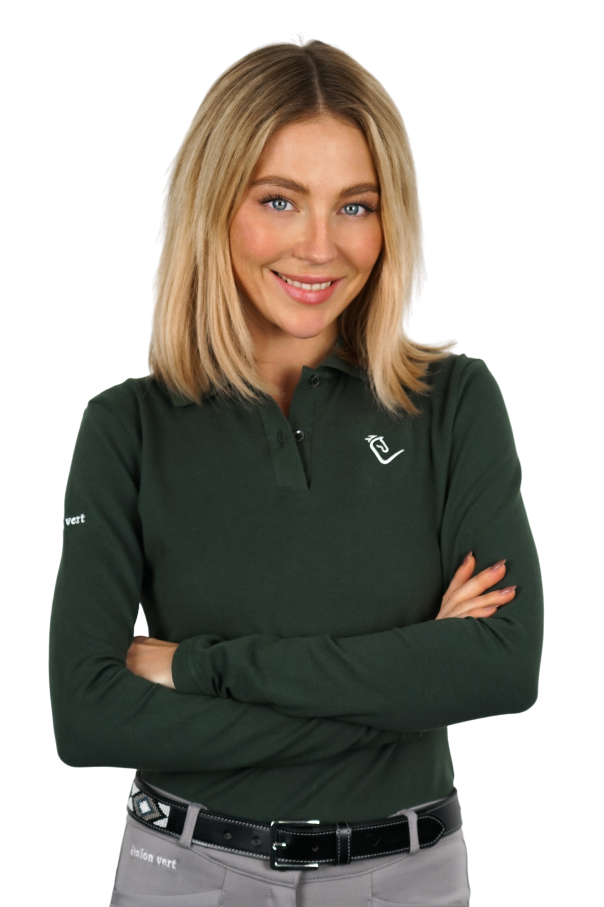 Poloshirt Sandro Hit Langarm - Forrest Green