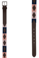 Vitalis polo belt 2.5 cm - Brown: Pink/Navy