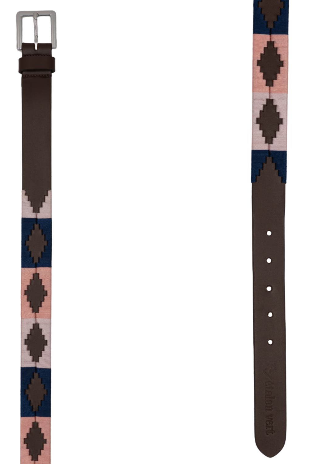 Vitalis Polo Belt 2.5 cm - Brown: Candy Pink/Navy