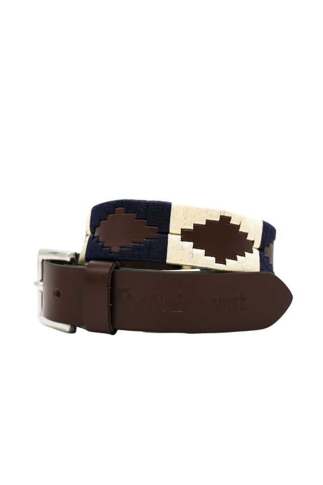Ceinture Polo Vitalis 3 cm - Marron: Beige/Marine