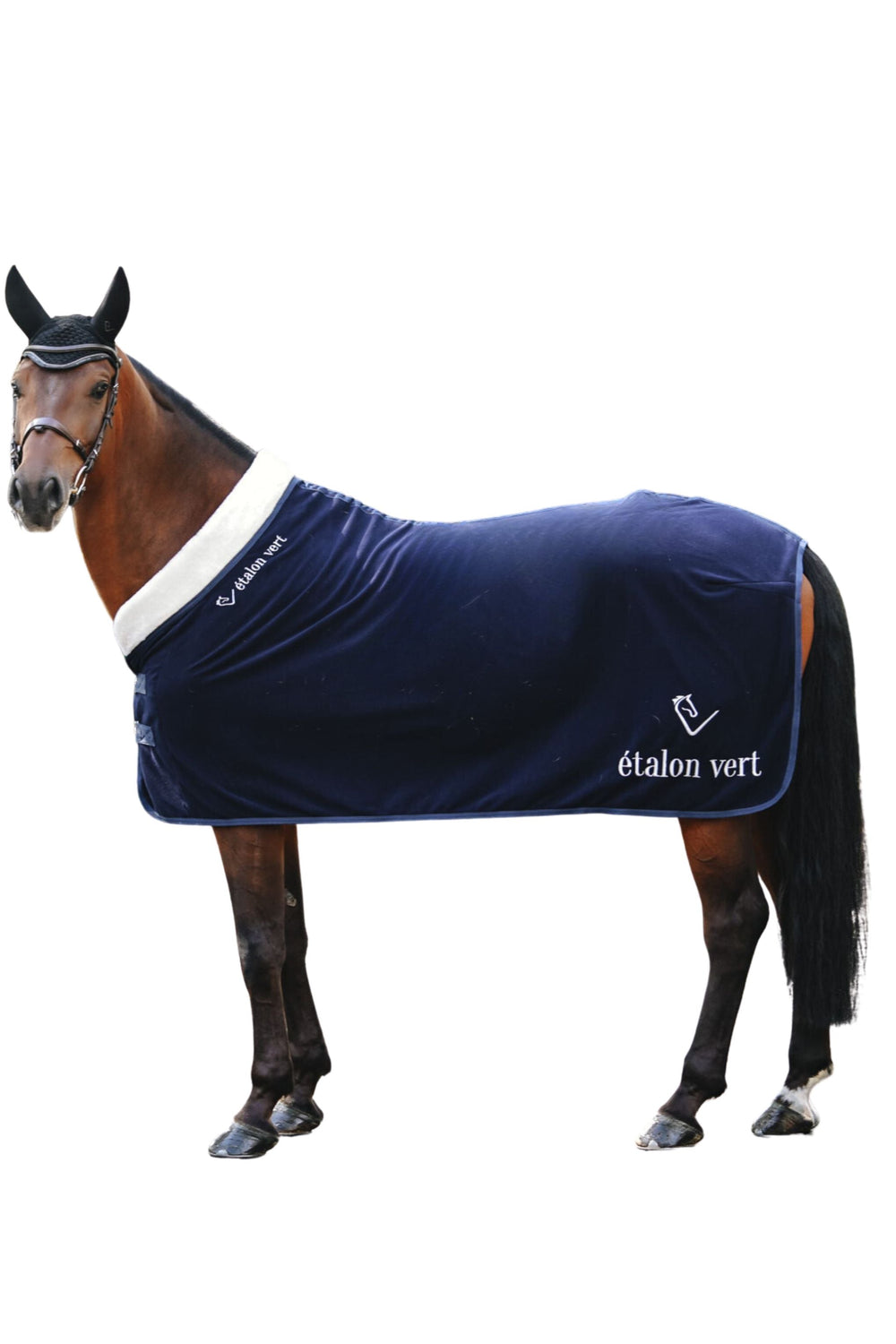 Quartz sweat rug with faux fur collar - Navy