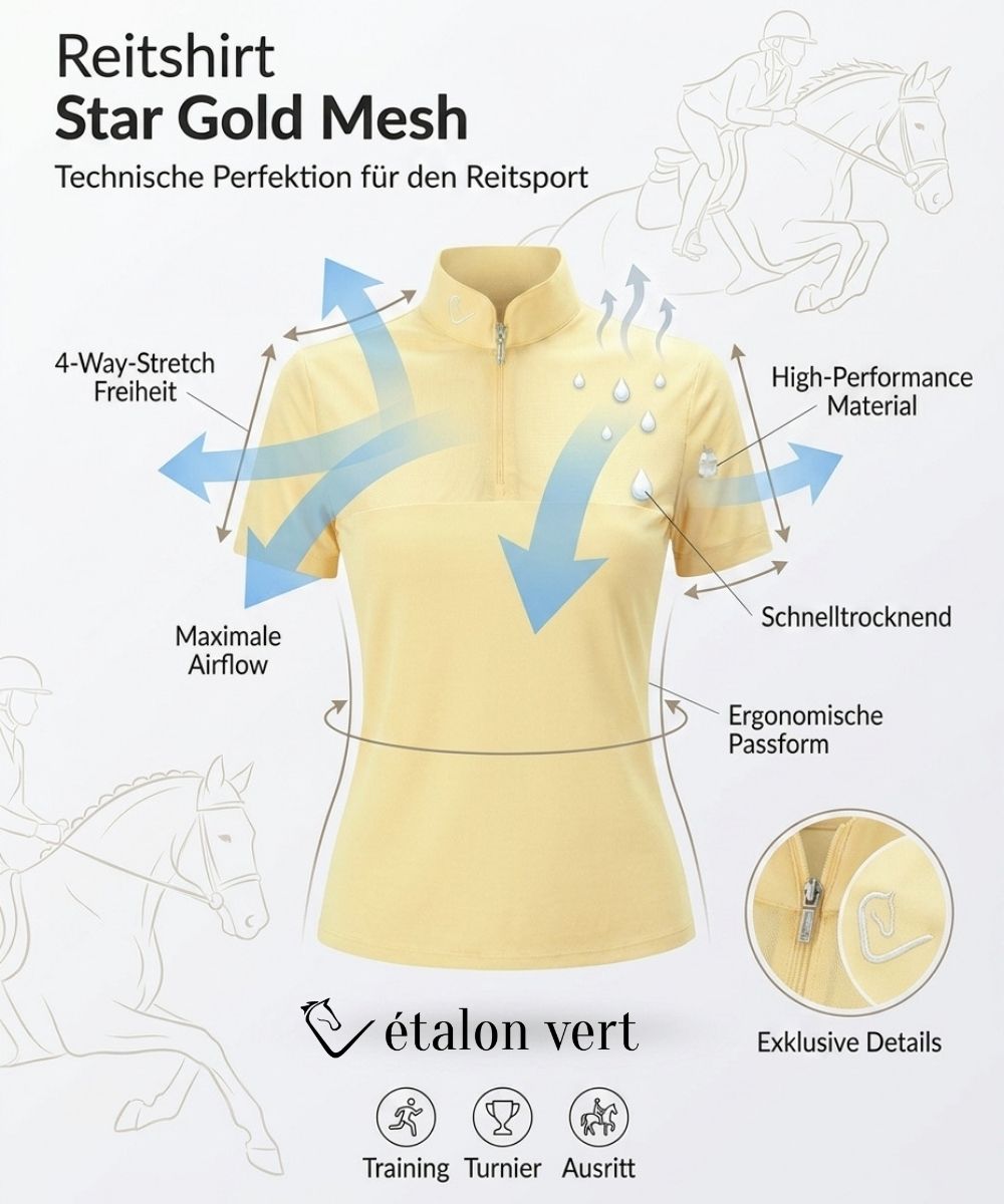 Star Gold Kurzarm Mesh - Butter Yellow - Young Riders