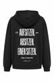 Aufsitzen. Absitzen. Einen Sitzen. Hoodie – Black, Rückenansicht mit großem weißem Druck