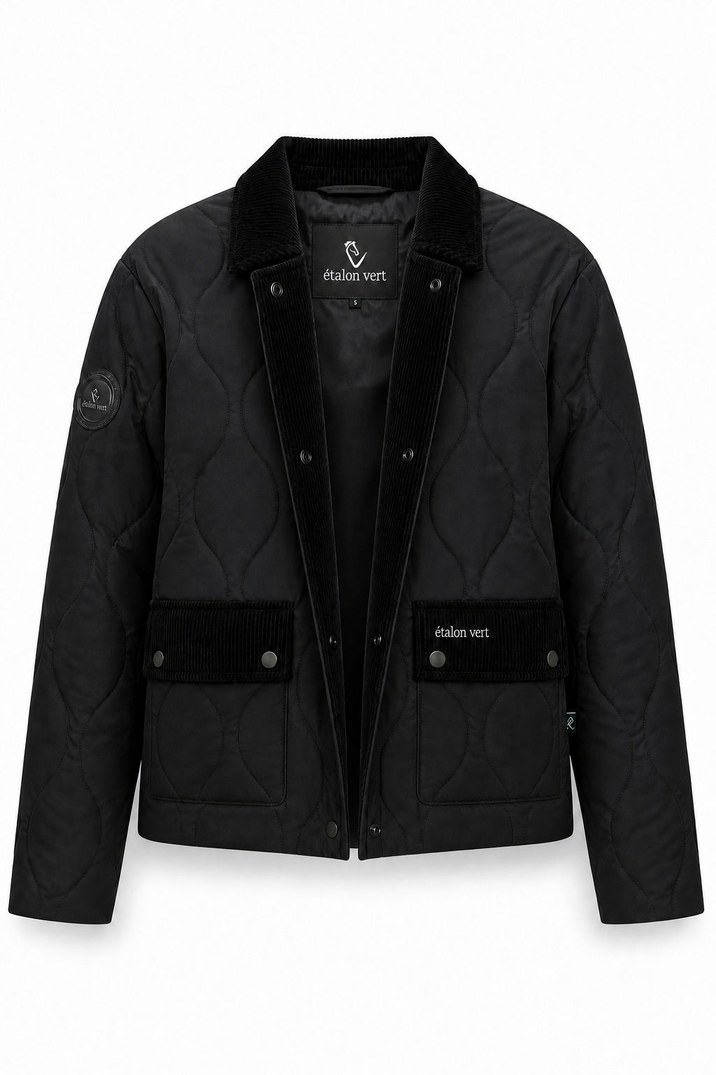 étalon vert Baloubet Heritage Jacket in Schwarz – Vorderansicht halb geöffnet